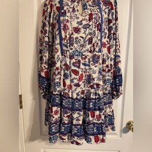 Penelope‎ Rose Boho Floral Midi Dress Sz Large Fairy Garden